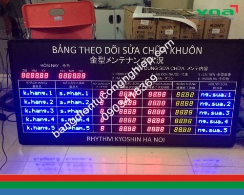 Bảng điện tử theo dõi sửa chữa khuôn hiển thị đầy đủ thông tin sản phẩm 